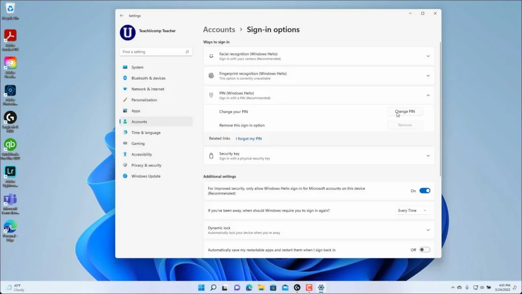 How to Change Your PIN in Windows 11 - Instructions - TeachUcomp, Inc