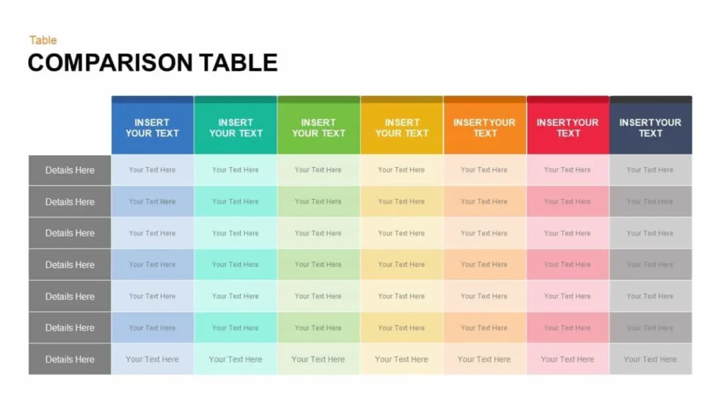Side By Side Comparison Chart Template